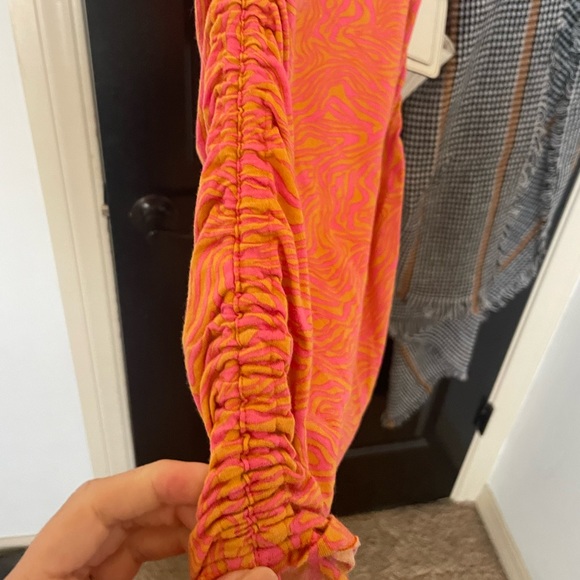 MOTEL ARDILLA MINI DRESS TRIPPY WAVE TANGERINE / PINK - Picture 2 of 6